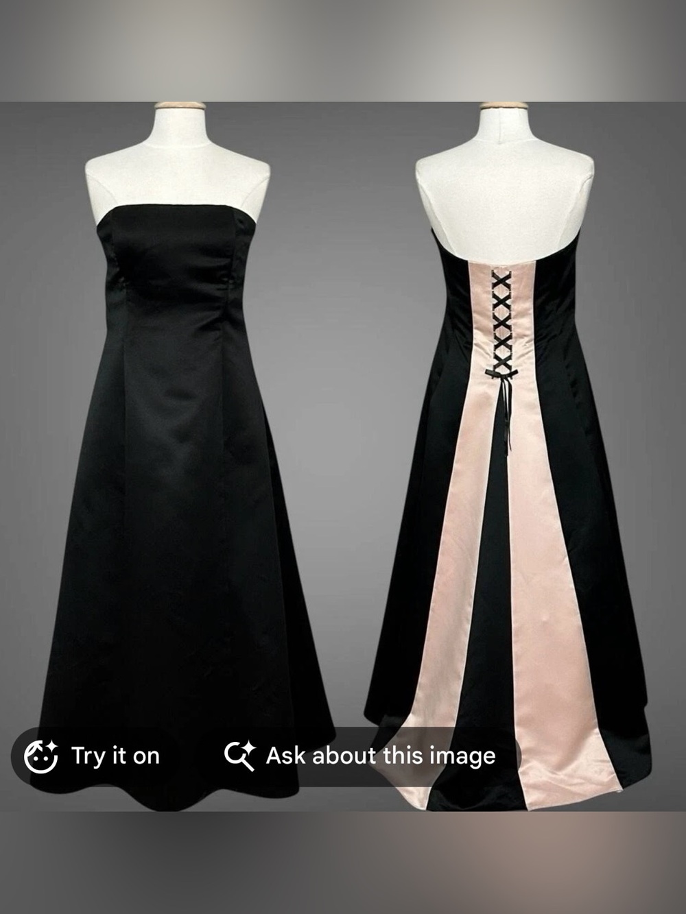 Scott McClintock Black Strapless Maxi Dress with Blush Pink Back Panels